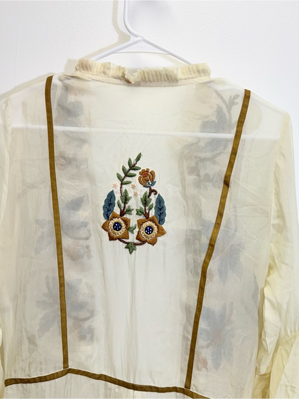 Anthropologie Pinnacle Shruti Sancheti Silk Floral Embroidered Duster Medium - Picture 12 of 16